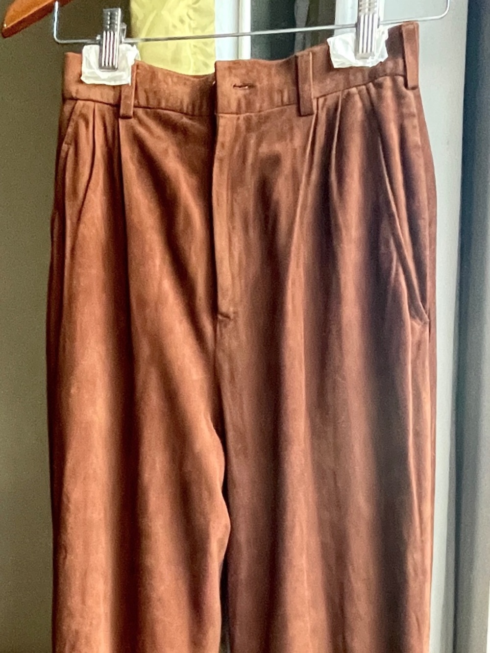 Ralph Lauren 100% soft Suede Leather Straight Leg Rich Brown Pants size 6